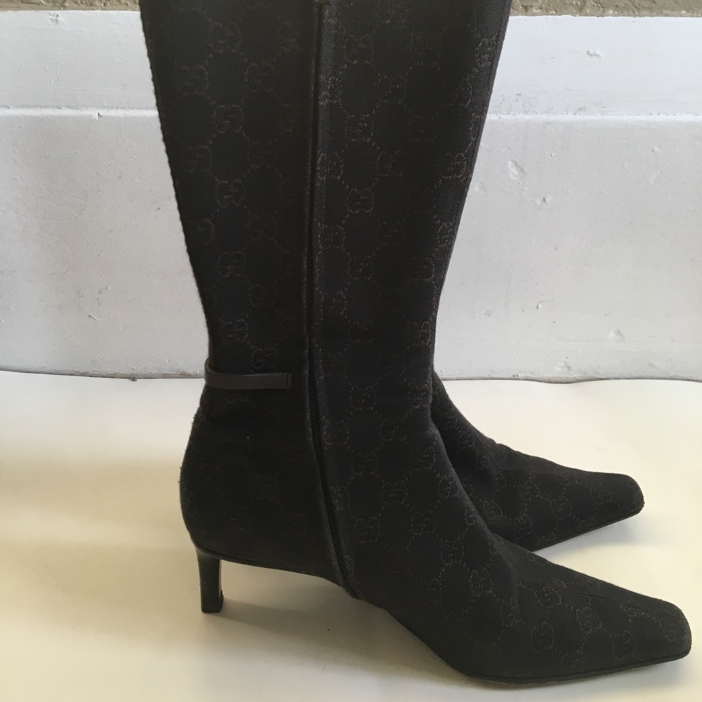 GUCCI  Boots  Brown/Black GG  Canvas
2 1:4 Heel